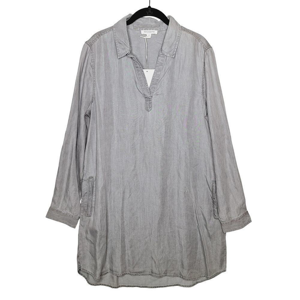 Beach Lunch Lounge Taylor Shirt Dress Large Chambray Tunic Lyocell Tencel